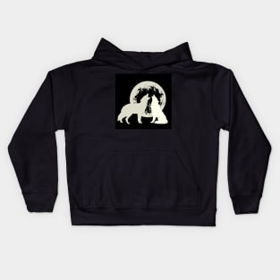 Howling wolves moonlit silhouette Kids Hoodie